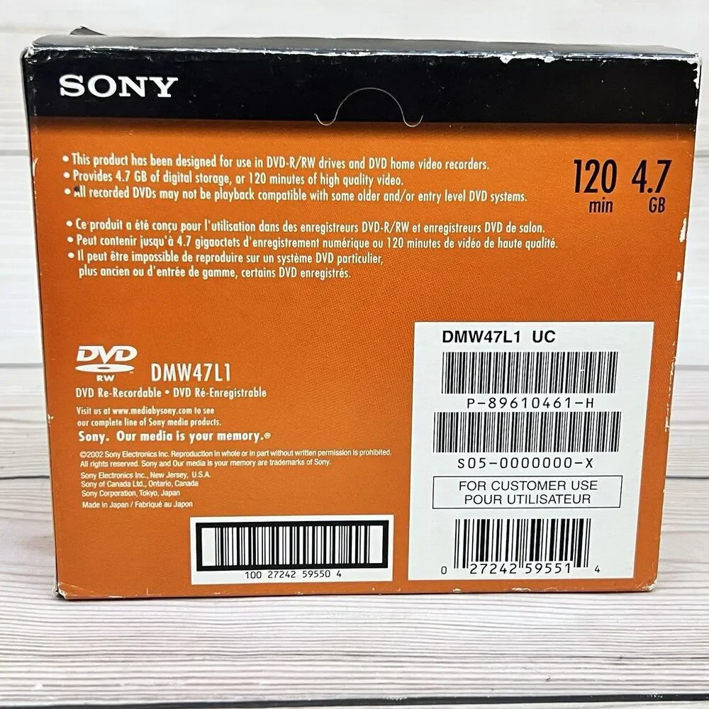 Sony DVD-RW Blank Discs 4.7GB 120 Min Re-Recordable 10 Sealed Discs (Lot of 2)